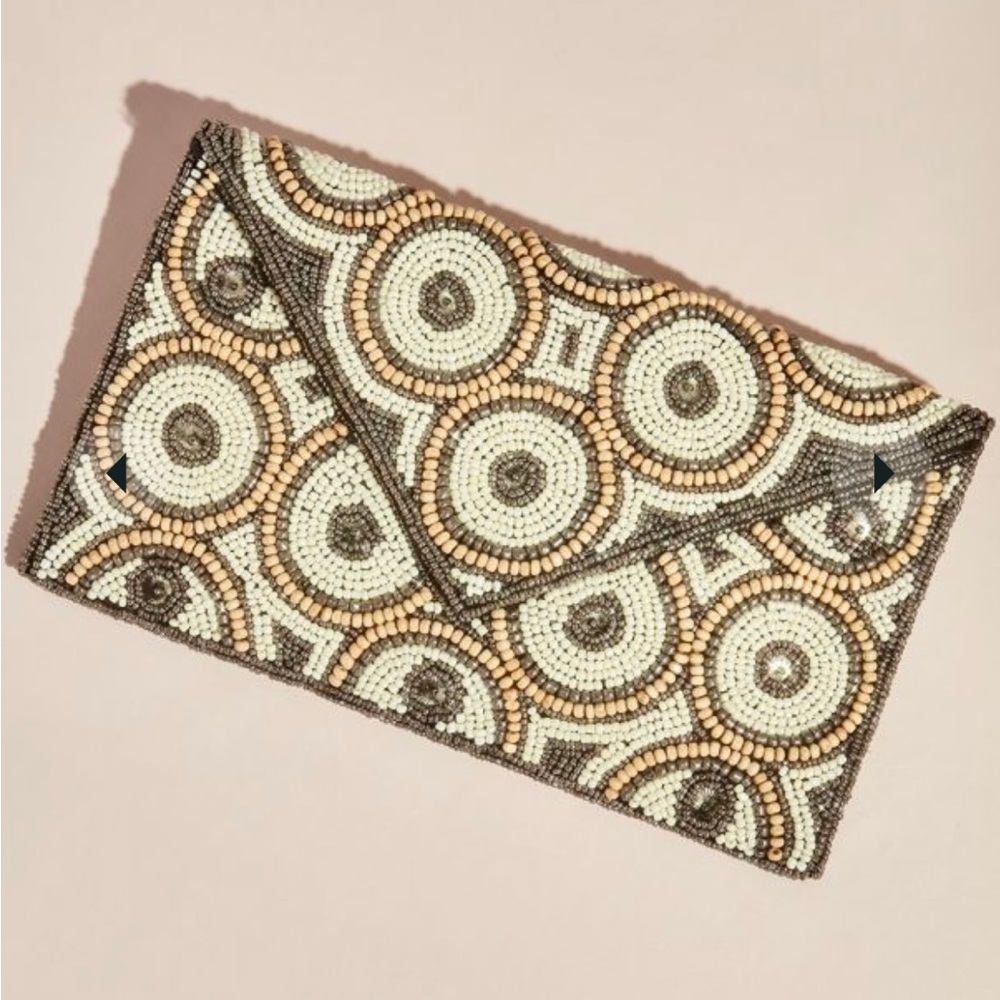 David’s bridal Natasha mod beaded circles envelope clutch